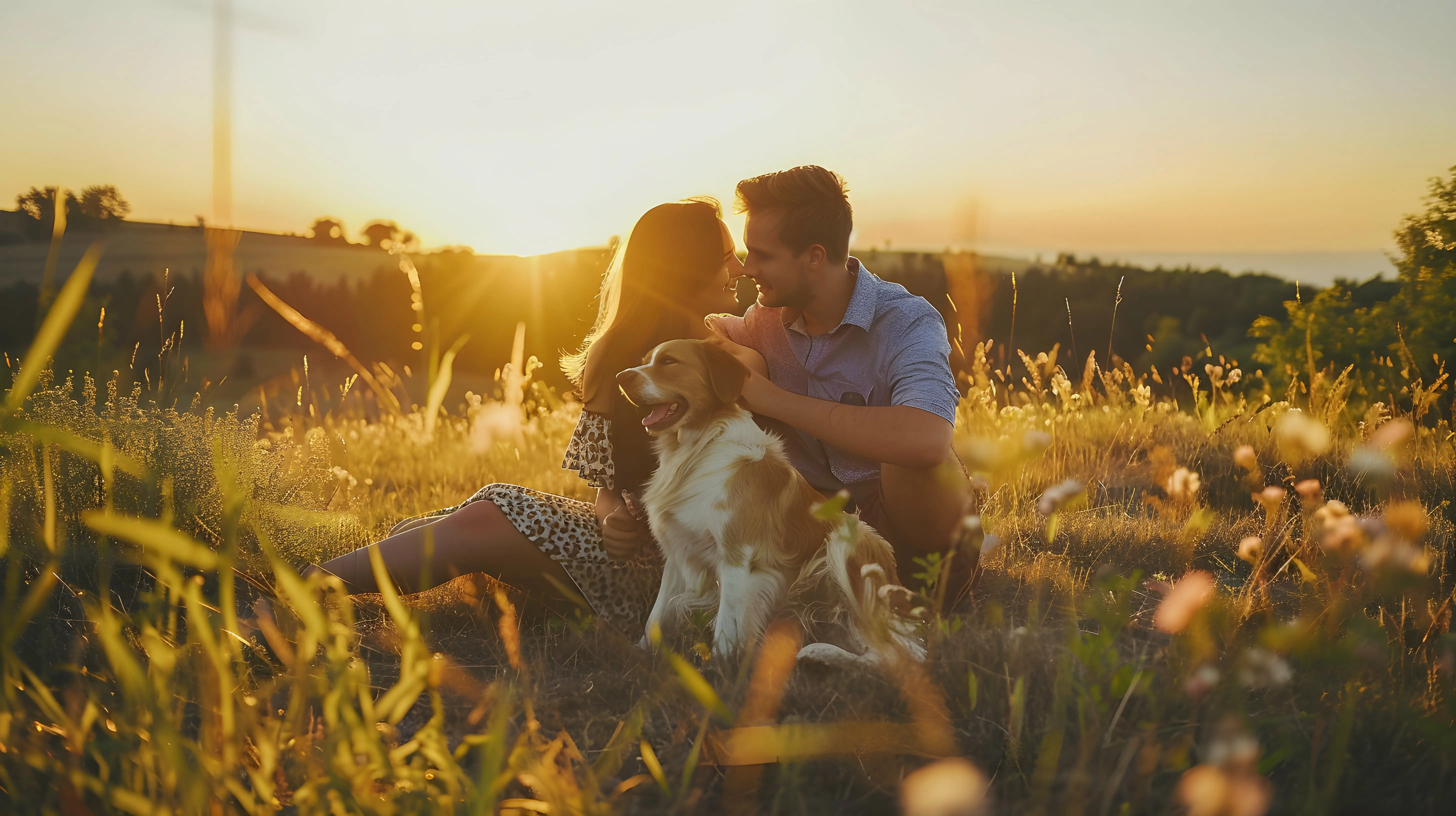 Stilvolles älteres Paar mit ihrem Hund